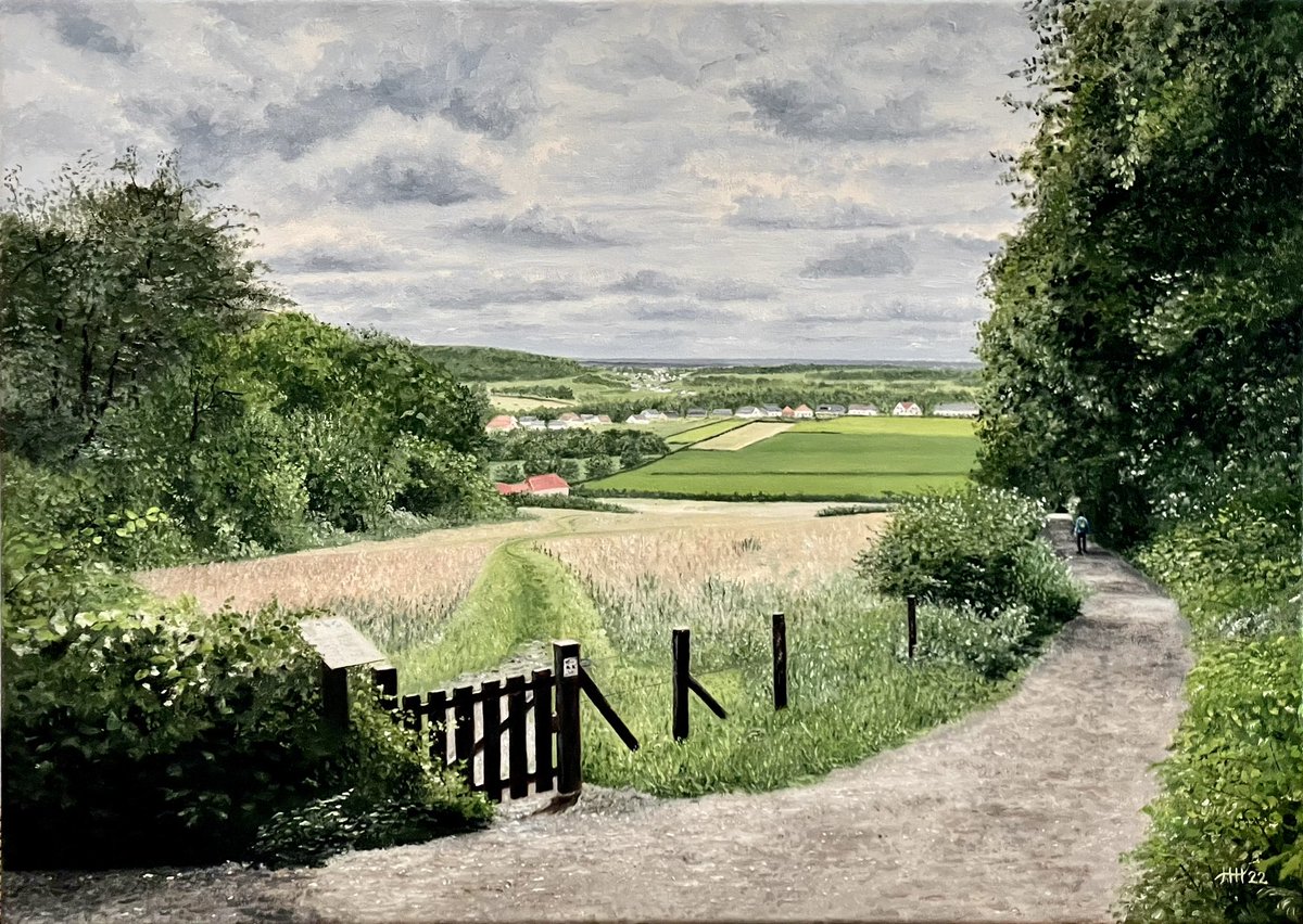 This is my painting “A beautiful view in South Limburg” 🎨 #landscape #SouthLimburg #Netherlands #trail #oilpainting #art #artistonx