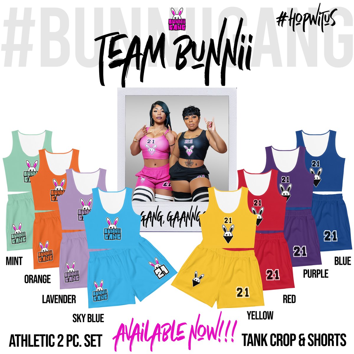 bunniigang's tweet photo. WHADDUP GANG?! @LMoonz_ ROCKIN' THE TEAM BUNNII SET AVAILABLE NOW AT https://t.co/CuZTETGRar #BUNNIIGANG #HOPWITUS 🤘🏿🐰 https://t.co/XBm9FUTUNS