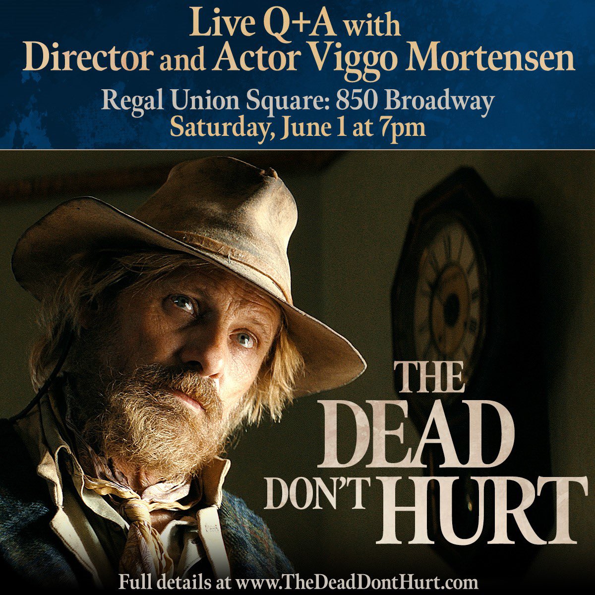 PercevalPics's tweet photo. Join Viggo Mortensen in New York at @RegalMovies screenings of THE DEAD DON’T HURT May 31 and June 1. He wrote, directed, scored, and co-stars in this new Western. https://t.co/RDIq7uLojp