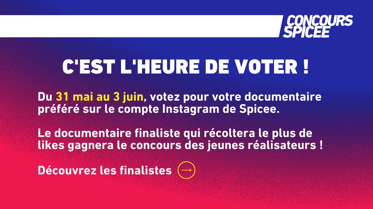 Notre concours Jeunes Réals de Spicee est de retour avec le thème "Sous influence(s)".

Trois documentaires finalistes ont été sélectionnés par la rédaction de Spicee et le <a href="/SunnySideDoc/">Sunny Side of the Doc</a>, partenaire du concours.

Maintenant, à vous de jouer !
