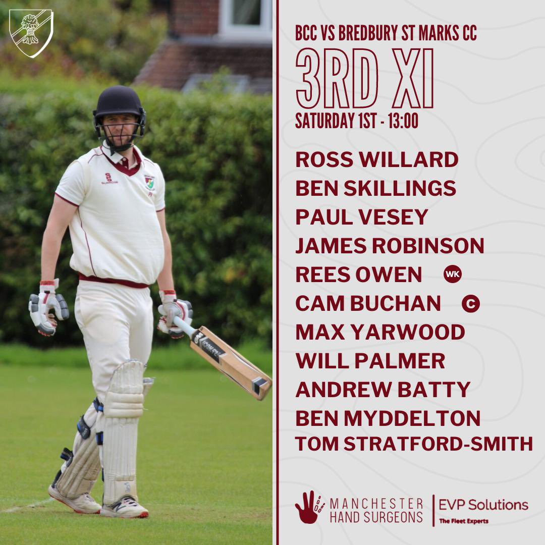 Brooklands_CC's tweet photo. TEAM NEWS 🗞️ 

Another weekend is upon us and here’s how our senior teams line up.

1s away @MacclesfieldCC 
2s at 🏠 v @HydeCC_SC 
3s host @bsmcc 
4s 🆚 @NantwichCC 

Go well #Bears 🐻🐻🐻🐻 https://t.co/CNUZ3hzJfB