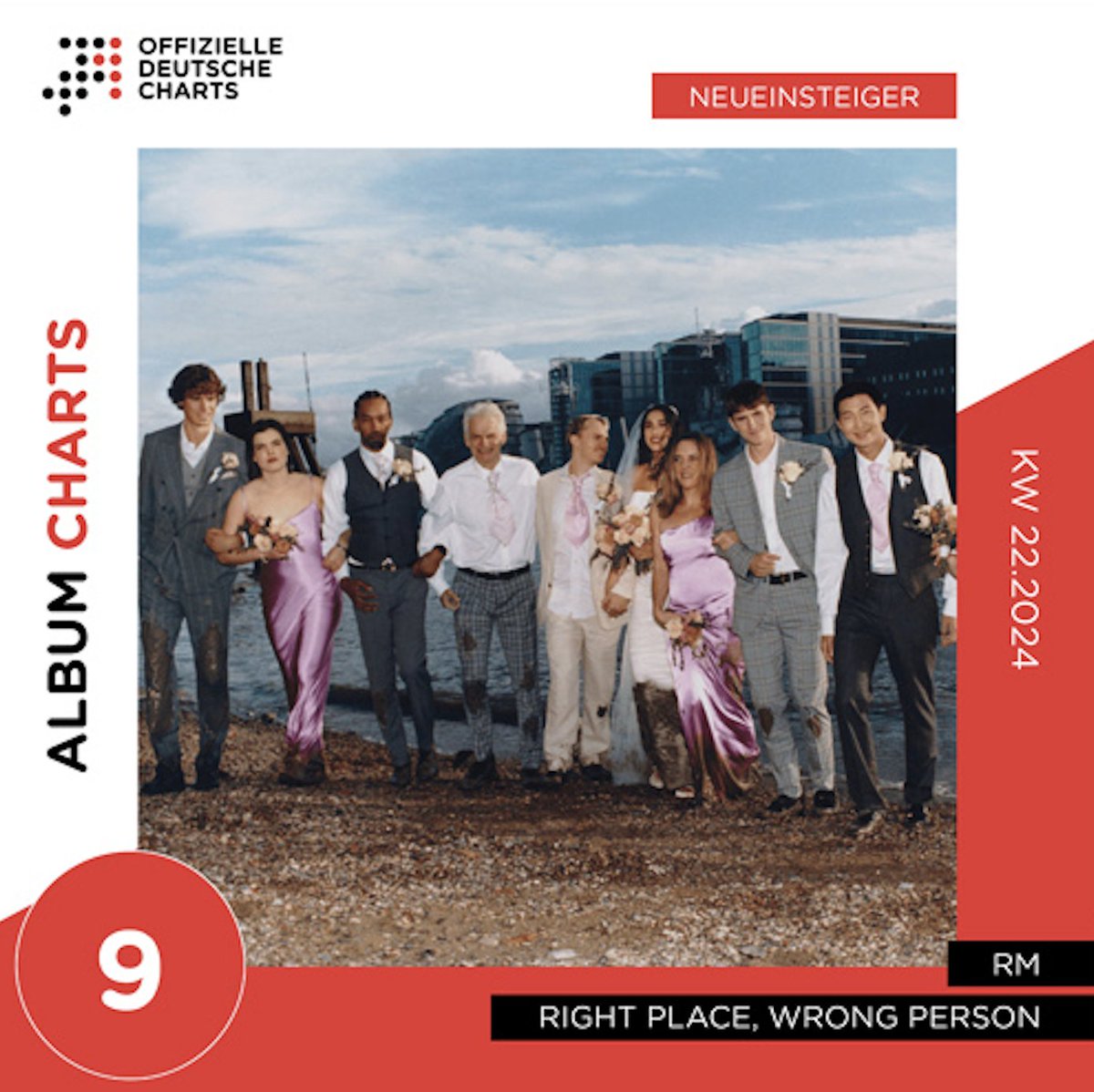 ¡'Right Place, Wrong Person' de RM debuta dentro del Top 10 de la lista de álbumes oficiales en Alemania! (#9) 🇩🇪