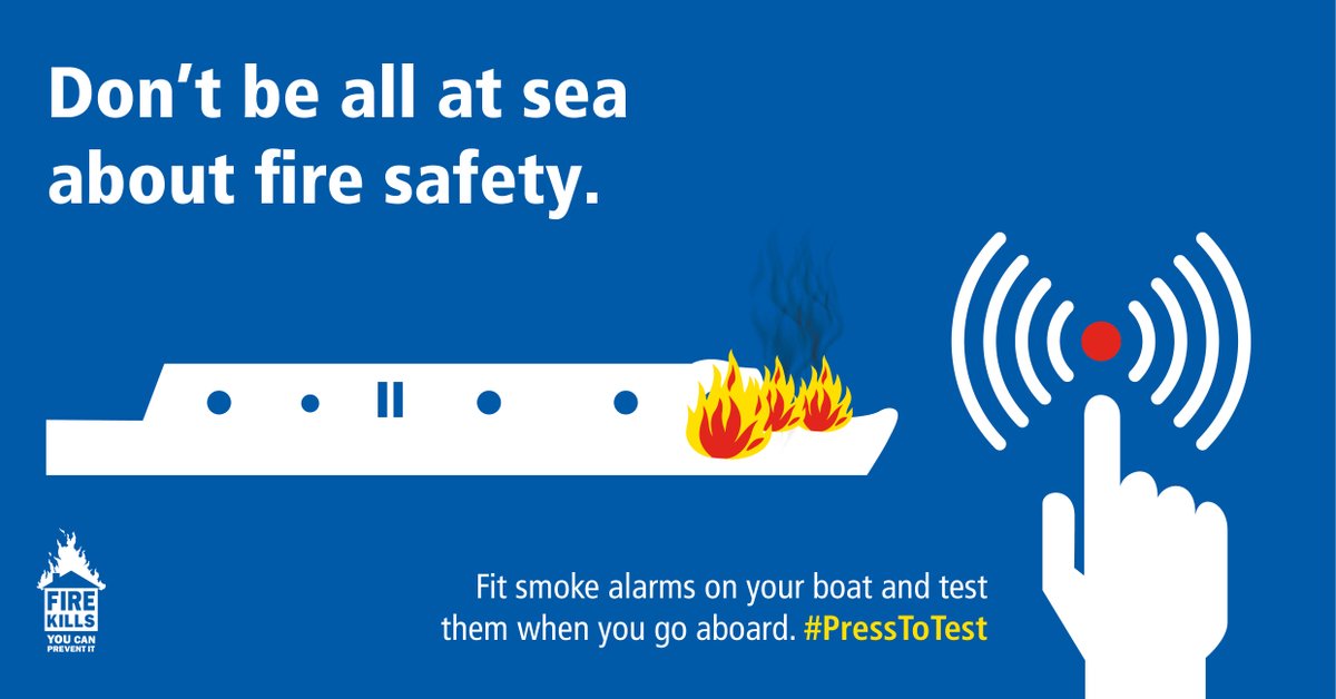 Make sure you have enough smoke alarms aboard your vessel.

Test your smoke alarms every week to make sure they're in working order. Remember to #PressToTest.

Read more: ow.ly/Mh7B50JlYWJ

#OneTeamForBerkshire #BoatFireSafety