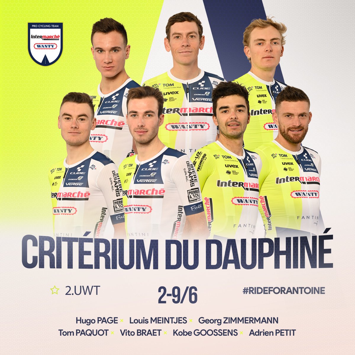 Excited for Critérium du Dauphiné 🔥 #Dauphiné

🇧🇪 Vito Braet
🇧🇪 Kobe Goossens
🇿🇦 Louis Meintjes
🇫🇷 Hugo Page
🇧🇪 Tom Paquot
🇫🇷 Adrien Petit
🇩🇪 Georg Zimmermann