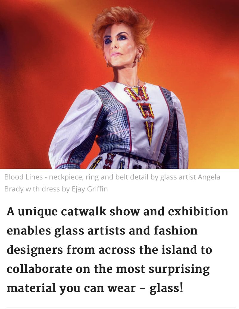 angelabradyRIBA's tweet image. So looking forward to the #glassrunway live show at @TheMACBelfast next Tues 4 June then exhibition launch on 6 June at @CraftNIGallery Belfast Thanks to #glasssocietyofireland &amp;amp; #CIFD collaborations in glass and fashion. Delighted to be partnered with @ejaygriffin
