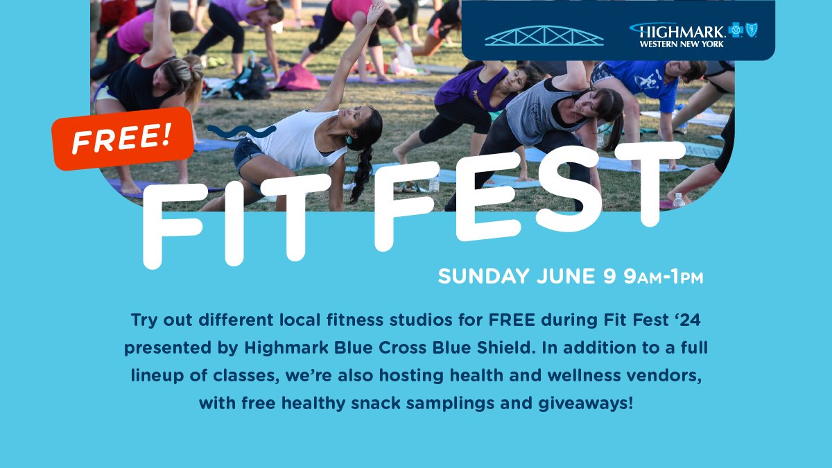 SAVE THE DATE!

Join us on Sunday, June 9th from 9am-1pm for a day of FREE back-to-back fitness classes, giveaways, and healthy snack samplings.

Fit Fest and Fitness at Canalside is presented by @BCBSWNY.