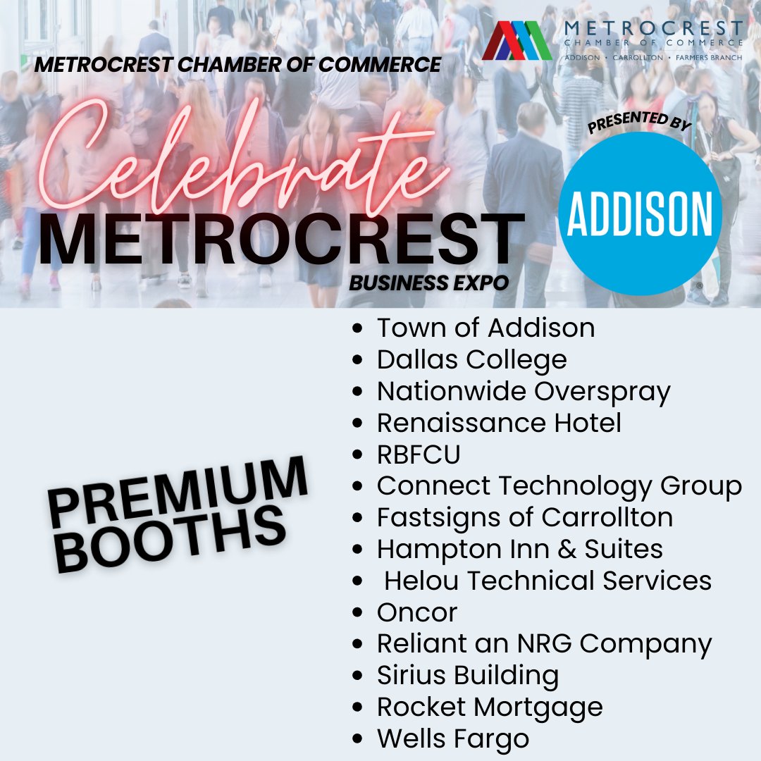 Look at these premium booths 👀

It's not too late to register for a booth at metrocrestchamber.com 

#celebratemetrocrest #businessexpo #networking #premiumbooths