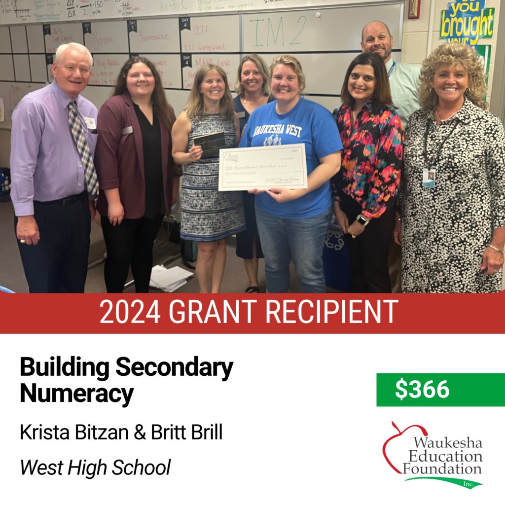 WaukEdFdn's tweet photo. Help us celebrate our 2024 Grant Winners from our High Schools! Congrats to our second group of winners from West HS! Fun Fact: This year, West had the most number of submitted grant proposals & received the most number of grants. #WEFGrantsWork #YouHaveToPlayToWin https://t.co/HWtGdQTdeK