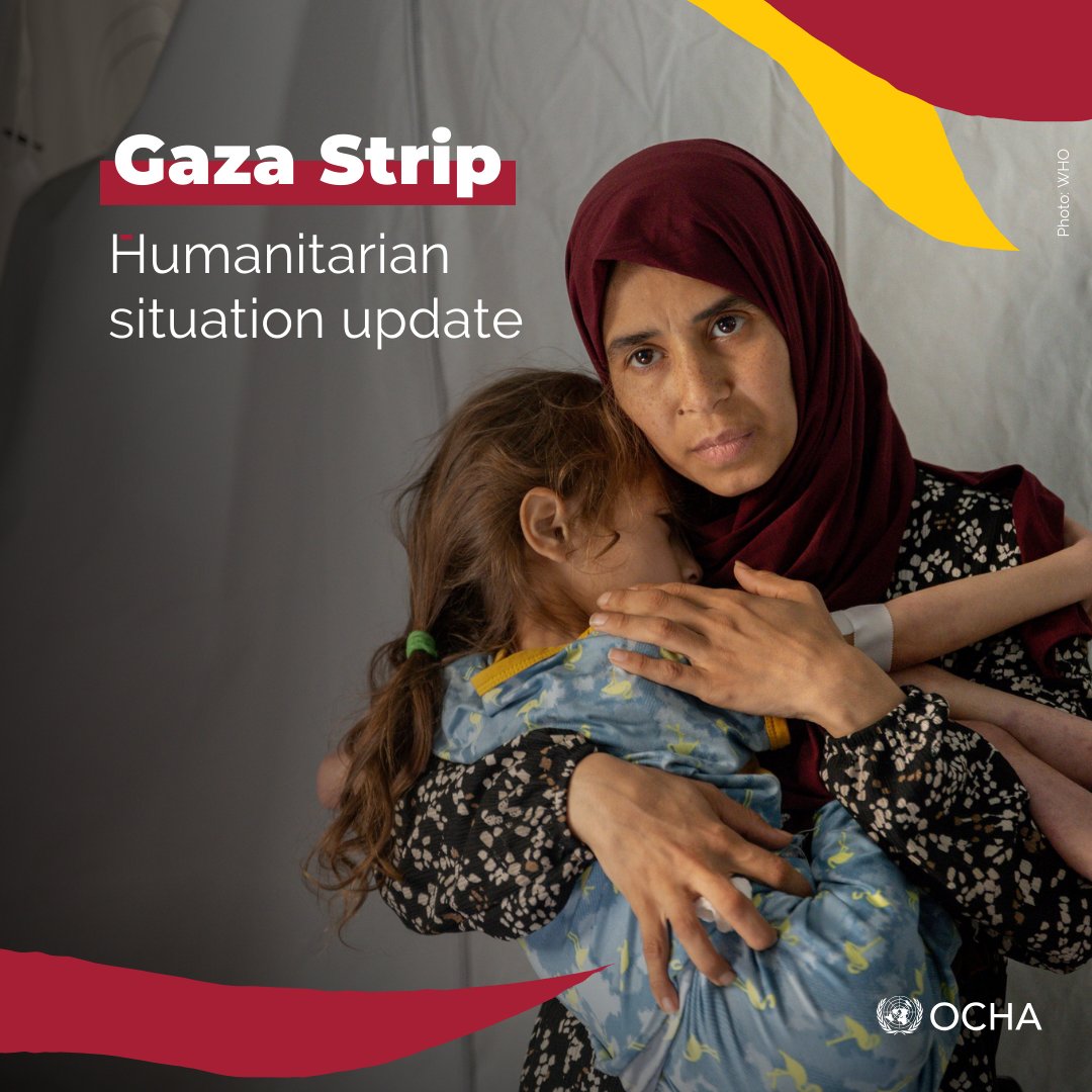 Only 14 of #Gaza’s 36 hospitals are functional, all of them partially. Risks are on the rise due to fuel shortages, limited clean water, sewage overflow, waste accumulation, and infrastructural damage. Read more: ochaopt.org/content/humani… 📷 Jana (7), treated for malnutrition.