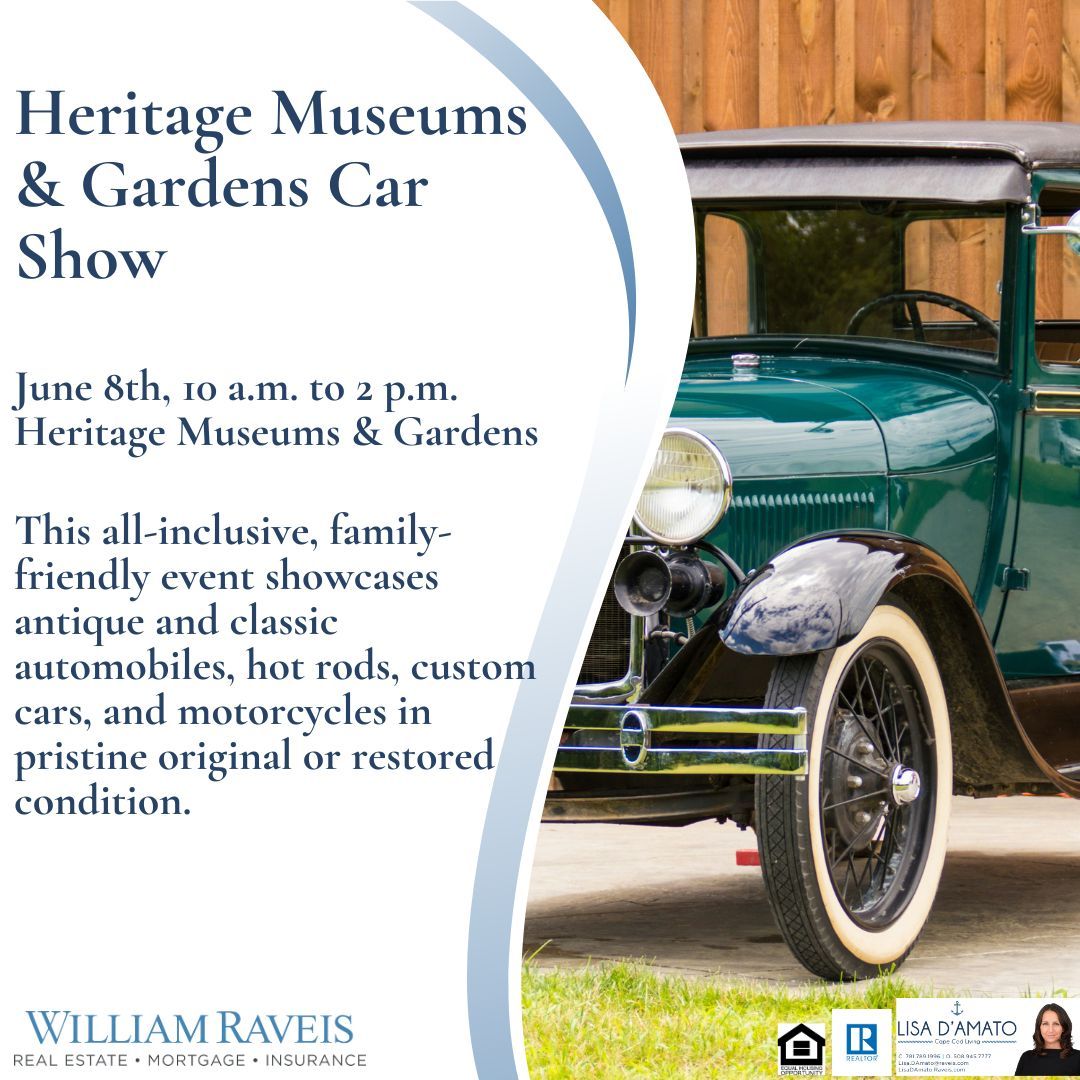 LisaDAmatoKW's tweet image. 🚗🌟 Friday Feature: 🌞🏎️
June 8th from 10-2, Heritage Museums &amp;amp; Gardens transforms into a paradise for car enthusiasts! 🍽️ Indulge in a delicious lunch from Lilly’s Café, cast your vote for your favorite car, parade, &amp;amp; family activity area.

#LisaDamatorealtor #sandwichMA