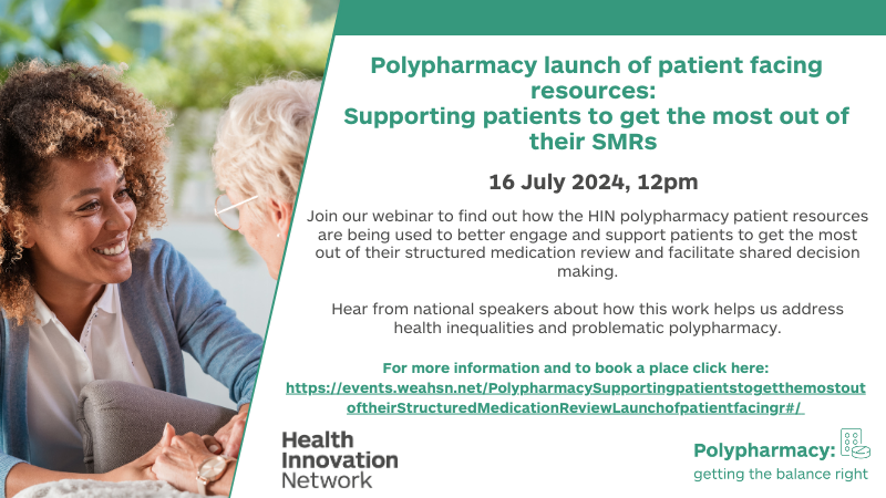 amysemple76's tweet photo. Our patient resources are driving better engagement and conversations about medicines. Join @HealthInnovNet webinar to hear from PCNs using them & guest speakers on how the resources help address health inequalities & reduce #problematicpolypharmacy Signup
https://t.co/KKjzdtHu6U https://t.co/25kgdNVvuX