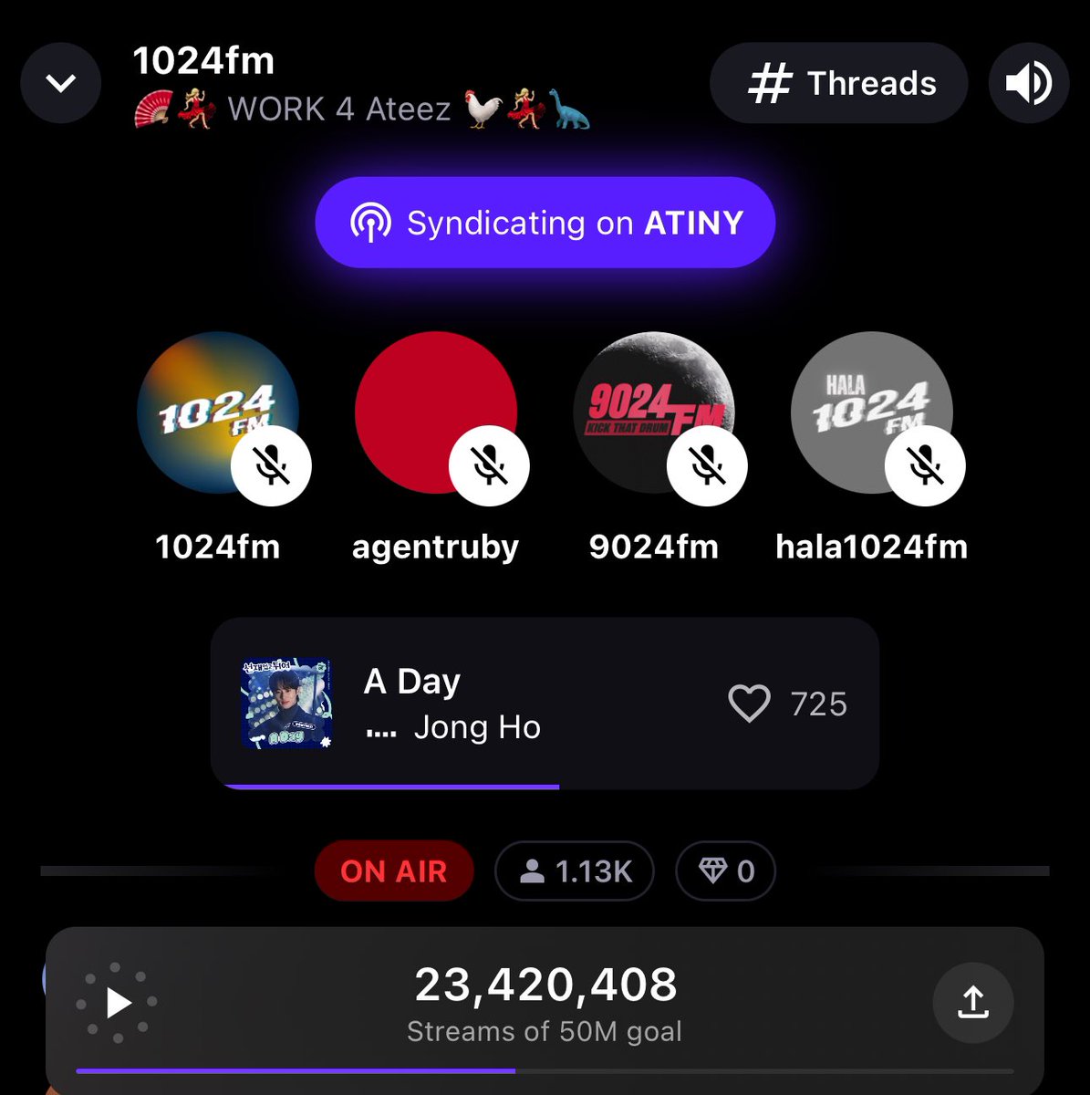 Atinys can we please get the attendance to 2k? Stationhead is one of the easiest ways to effectively stream and get the numbers up! It’s not too much work you can just leave it on ! Please join us 🫶
