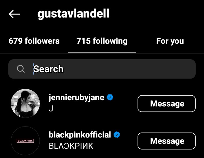DIAMONDSPARKBP's tweet photo. GUSTAV LANDELL RECENTLY FOLLOWED #JENNIE AND @BLACKPINK ON INSTAGRAM ✨ https://t.co/VLbCVQjRhy