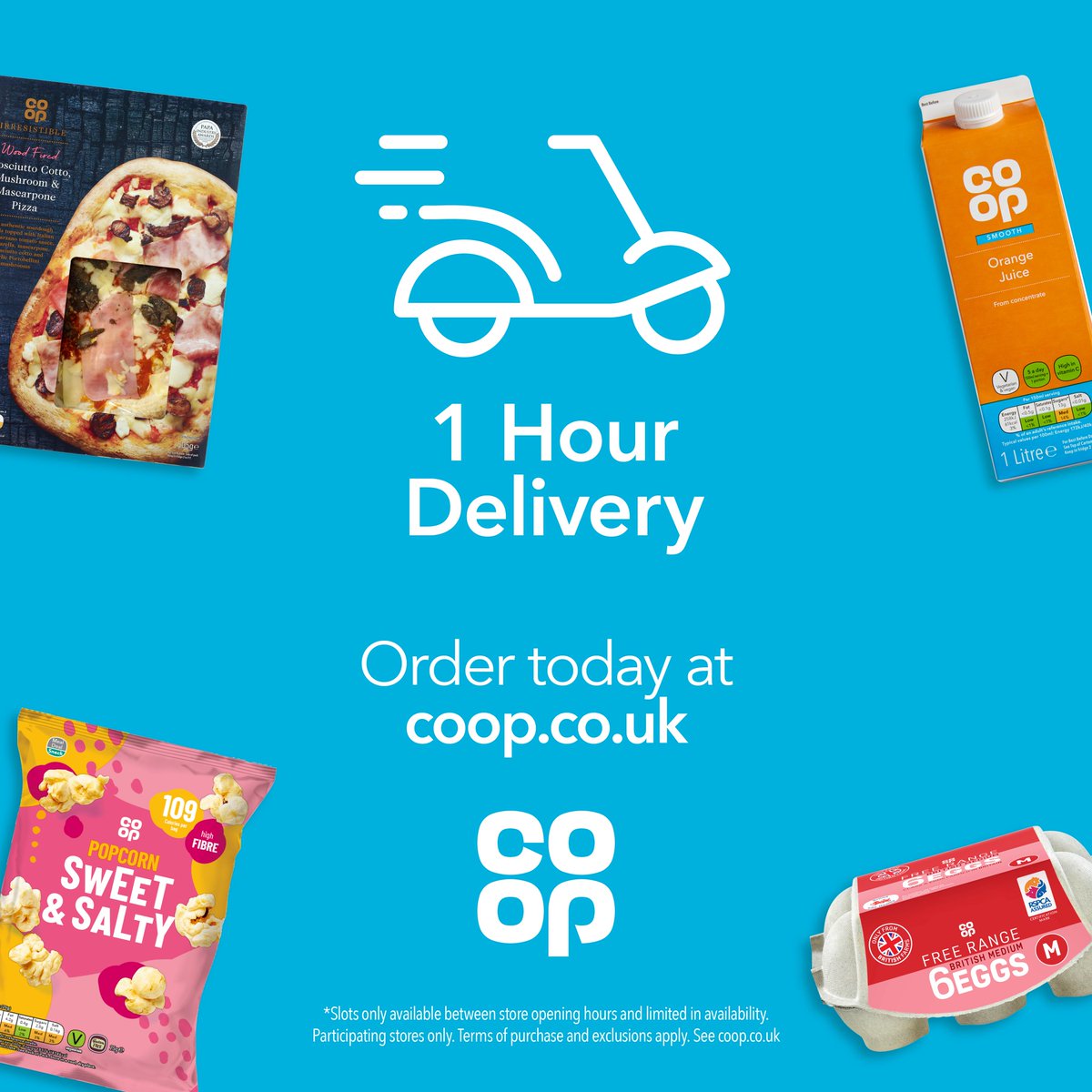 Get all your essentials delivered in just 1️⃣ hour from your local @coopuk ➡️ coop.uk/3OTMjRT 🙌
