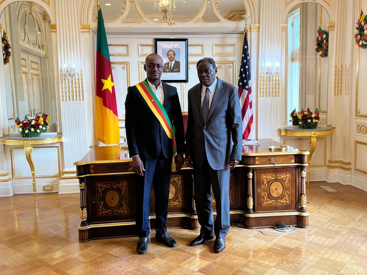 L'honorable Cabral Libii reçu en audience par S.E. Henri Etoundi Essomba, l'ambassadeur de la République du #Cameroon à Washington.