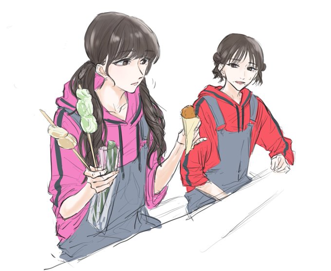 「brown hair holding food」 illustration images(Latest)