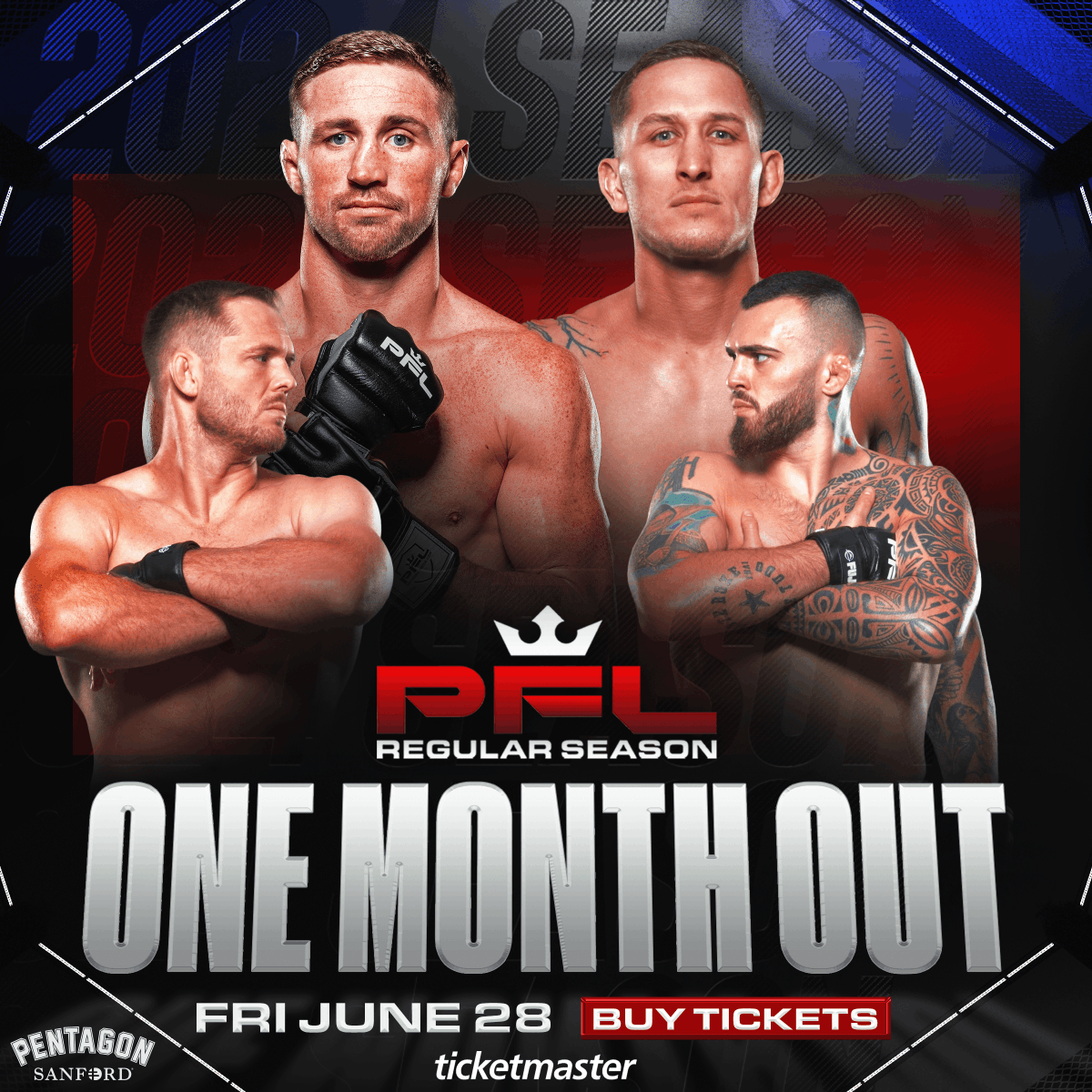 We're 1️⃣ MONTH out from <a href="/PFLMMA/">PFL</a>'s South Dakota debut at the Pentagon! 

SD's <a href="/storleystorm/">Logan Storley</a> takes on <a href="/Pepi_Laureano/">laureano staropoli</a> in a co-main event. The 2022 PFL Featherweight Champ, <a href="/BrendanMMA/">Brendan Loughnane</a> faces <a href="/JTRAINxGANG/">Justin gonzales</a> in a highly anticipated main event.

🎟️: bit.ly/4blicvW

#SanfordSports