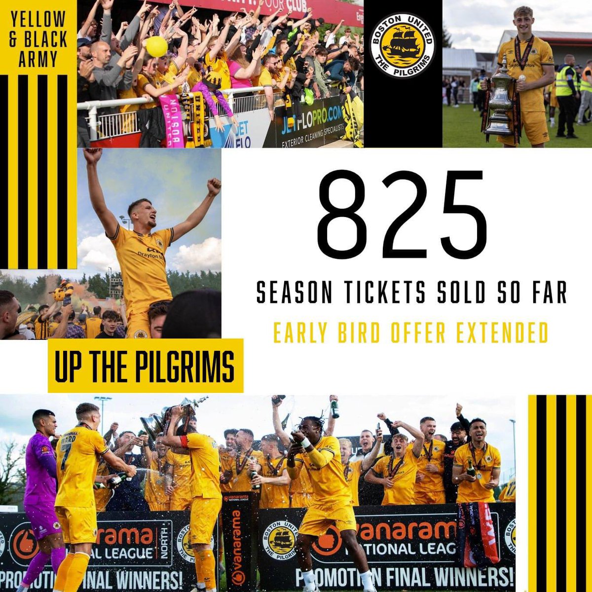 Amazing response to our season ticket offer with 8️⃣2️⃣5️⃣ sold so far 👏 

It would be great if we can hit the magic 1️⃣0️⃣0️⃣0️⃣

To help achieve this we are extending the Early Bird offer until midnight on Sunday 9th June so as many fans as possible can take advantage of the offer.