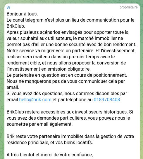 BrikClub de @brikimmo1 laisse tombé l'immobilier tokenisé. Il avait choisi le modèle de royalties, c'était fait tapé dessus par l'AMF en janvier 2023. #immocrypto