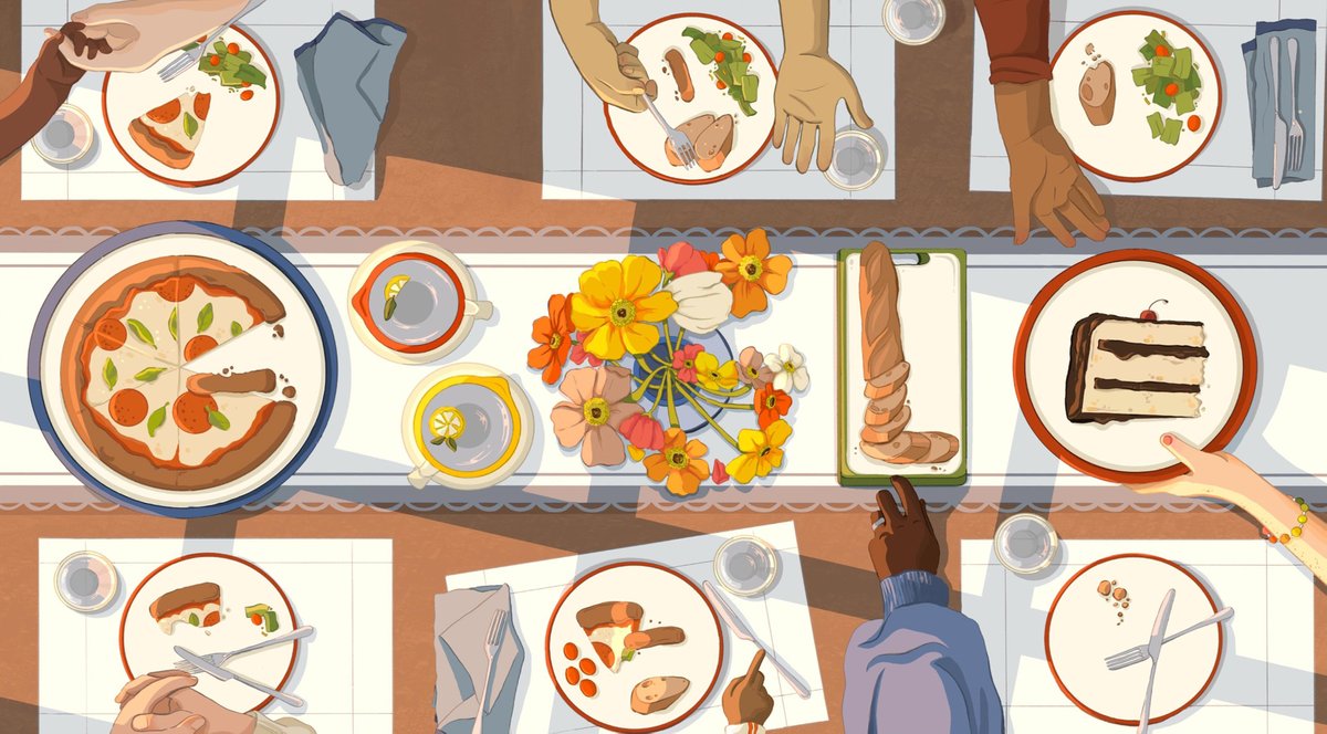 Maisie’s #DoodleForGoogle displays Sunday night dinners full of loved ones, laughter, & great food. She said, “As my life grows & changes, my wish for the next 25 years is that this tradition remains a constant.” View Maisie's artwork & vote at doodle4google.com! 🖼️
