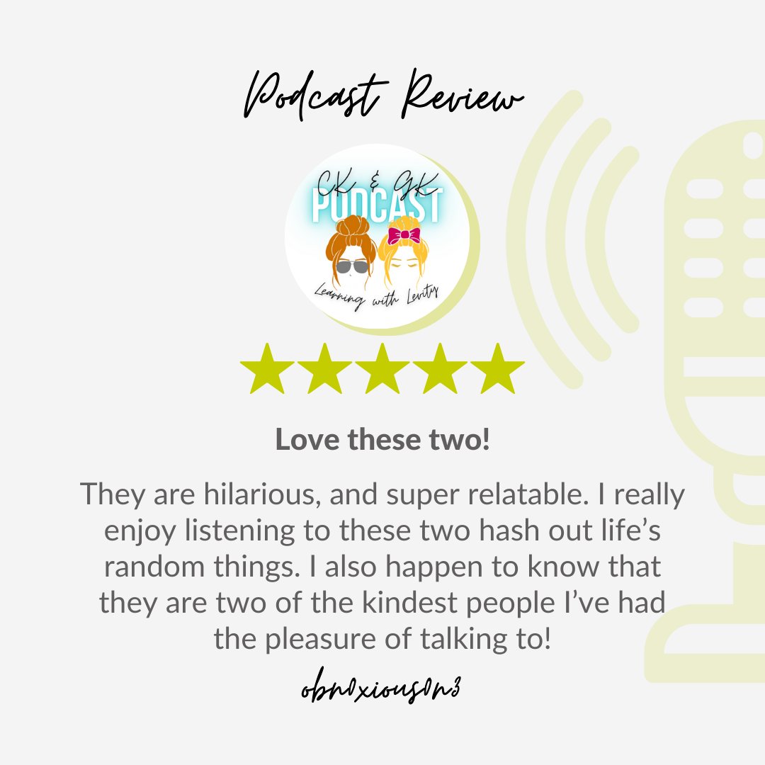 Can I frame this review? Imma frame this review. 

#CKandGKpodcast