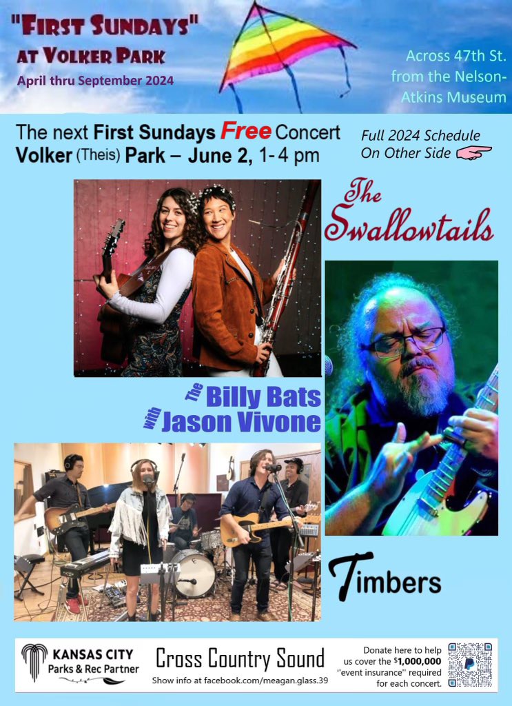 KCMOParks's tweet photo. 🎶🎸 Join Us for the First Sunday Concert at Theis Park! 🎶🌳 Bring your friends, family, and picnic blankets for a fun-filled day in the sun.
📅 Date: This Sunday
🕐 Time: 1-4 PM
📍 Location: Theis Park
#KCParksRec #SundayConcert #LiveMusicKC #FamilyFun #CommunityEvent https://t.co/YHAXIORRTm