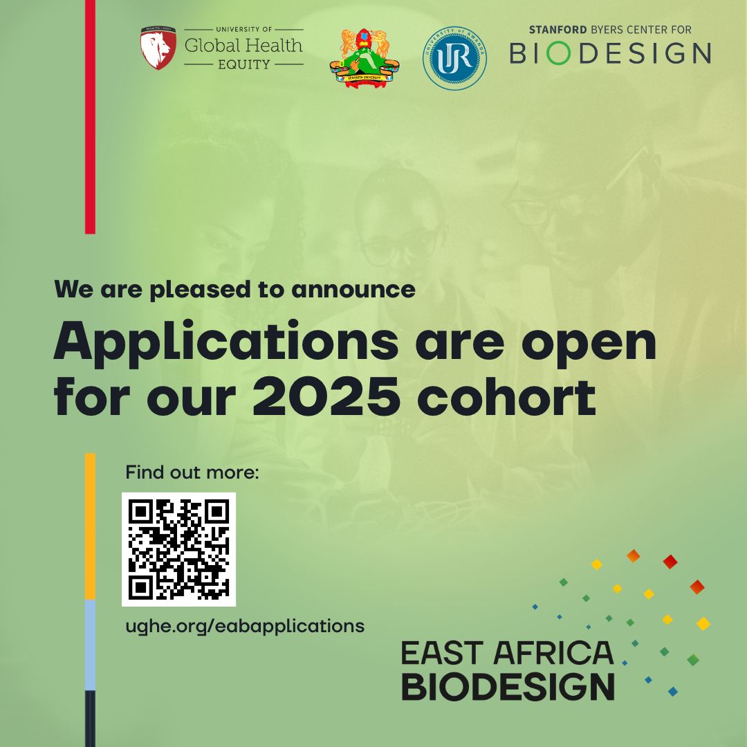 University of Global Health Equity (@ughe_org) on Twitter photo 📢 Applications for the #EAB Fellowship 2025 are now open!
Join our dynamic, multidisciplinary group of fellows for a 10-month project-based learning experience to develop sustainable health innovations. #medicaltechnology #healthtech
🔗APPLY NOW 👉 ughe.org/eabapplications 📢 Applications for the #EAB Fellowship 2025 are now open!
Join our dynamic, multidisciplinary group of fellows for a 10-month project-based learning experience to develop sustainable health innovations. #medicaltechnology #healthtech
🔗APPLY NOW 👉 ughe.org/eabapplications