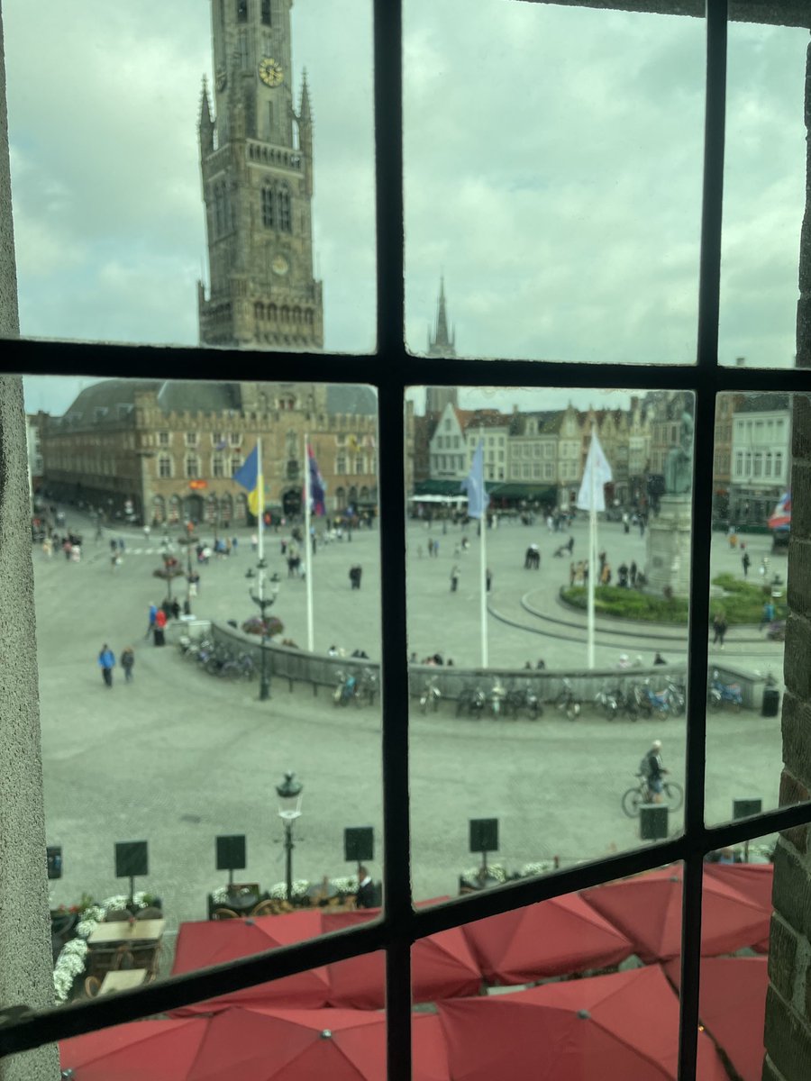 tmaryh's tweet photo. Inadvertently booked a hotel with an amazing view of the main square & a restaurant downstairs serving moules frites. Gosh darn it! #Interailing https://t.co/FlKfhnTnsg