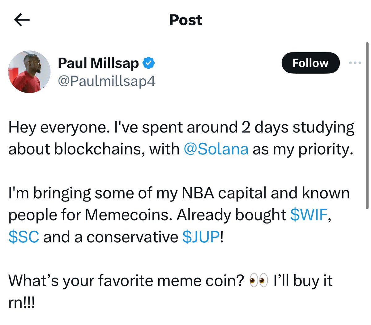 I’m sure he really just *LOVES* all these coins and isn’t going to drop his own coin anytime soon!! 😱😱💙💙💙 True passion for web3!!! 😍😍 Welcome Paul!!!!! #onboarding