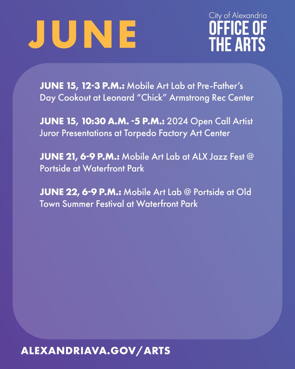 City of Alexandria's Office of the Arts tweet media