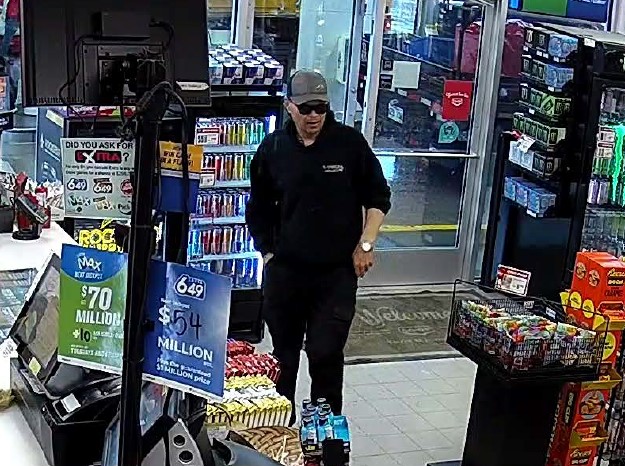 rcmpmb's tweet image. Pembina Valley #rcmpmb requesting assistance in ID’ing this suspect who, on May 24, used a stolen debit card to make a purchase. Debit card was stolen in a B&amp;amp;E earlier that morning. Suspect drove to the gas bar in Carman in a stolen F150 pickup truck. Call 204-745-6760 w/ tips
