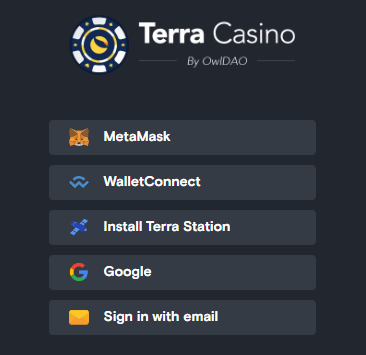 🌟 Exciting update from Terracasino! 🌟 You can now connect with us using your Google account for a faster and more convenient experience.

Visit Here: Terracasino.io

#BNB #BTC #ETH #DOGE #LUNC #USTD #USDC #MATIC #Crypto #Casino #OnlineBetting #Games #Poker