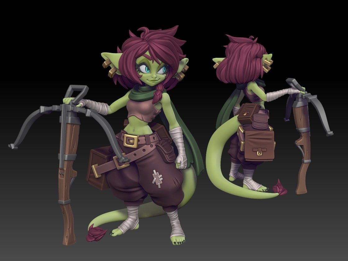 Finished up the last mini for June! It's one of the Goblin OC poll winners. Maia the goblin from <a href="/MartyRigz_Art/">MartyRigzArt.bluesky -🐭✍ 1/2 comms slots</a>