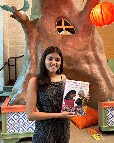 We were honored to host author and recent @Princeton graduate Uma Menon '24! Uma brought her gorgeous picture book, 'My Mother’s Tongues: A Weaving of Languages.' In the book, Uma describes the dynamic of her family and the multiple languages they speak.popgoesthepage.princeton.edu/call-it-home/