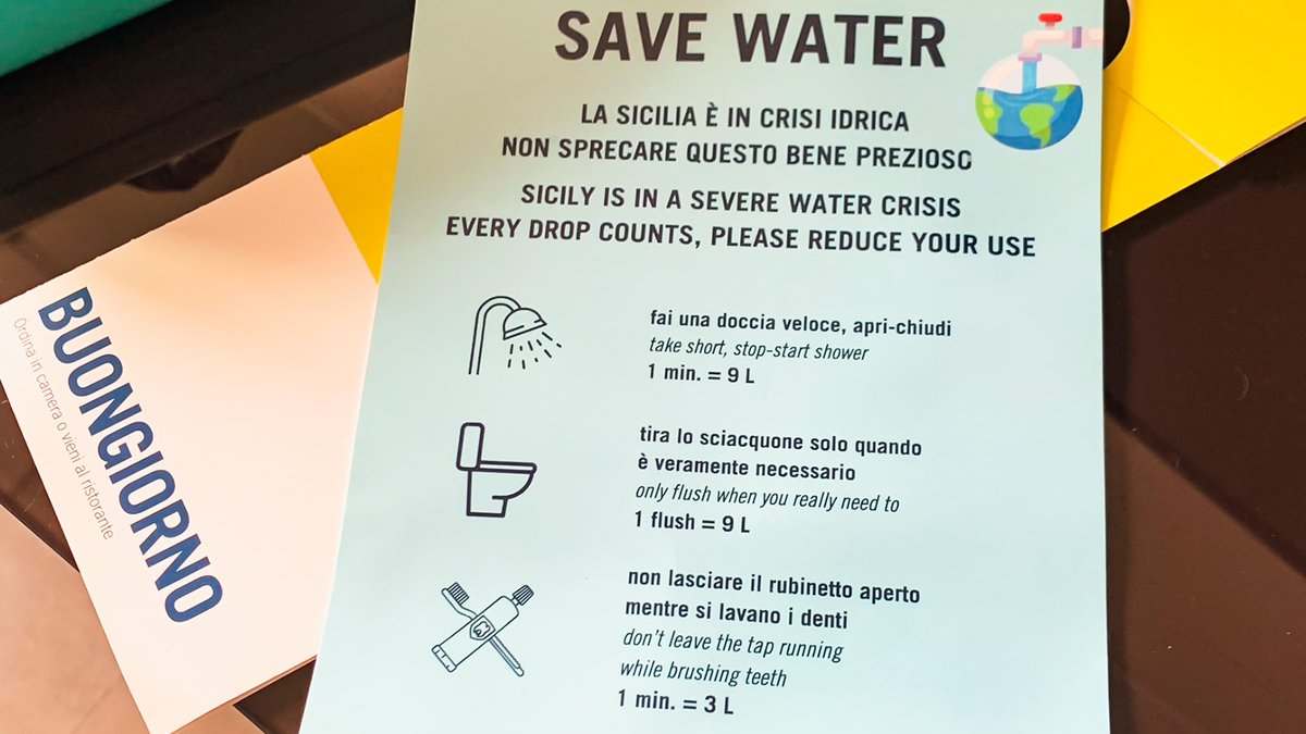 Love being back in #Sicily but it's in a water emergency. If you're coming be mindful of the water you use. Sicily &amp;  Sicilians are so welcoming but we can’t use its resources at the expense of those who call it home. #SustainableFuture #SaveWater #travel