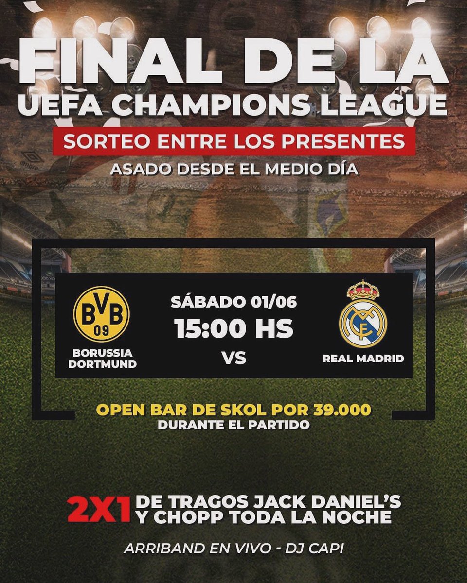 arriband's tweet photo. La final de la #championsleague se ve en @capitaobarasu. Vos pensa nomás en quien va ganar  que nosotros ponemos la música para vos🍻
.
.
.
#arriband #somosarriband #capitao #carmelitas #final #finalchampionsleague https://t.co/yf4wXUrSUL