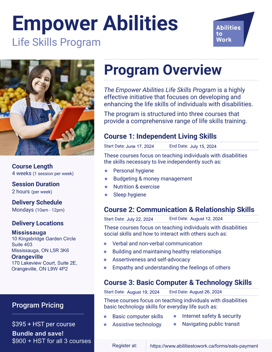 AbilitiestoWork's tweet photo. 🌟 Unlock your potential with our Empower Abilities Life Skills Program!
Designed for individuals with developmental and intellectual disabilities.
🔗Don't delay—secure your spot and Register now!
https://t.co/yeVNCkQ2O3

#EmpowerAbilities #LifeSkillsTraining 
#InclusiveEducation https://t.co/VucuVFIM34