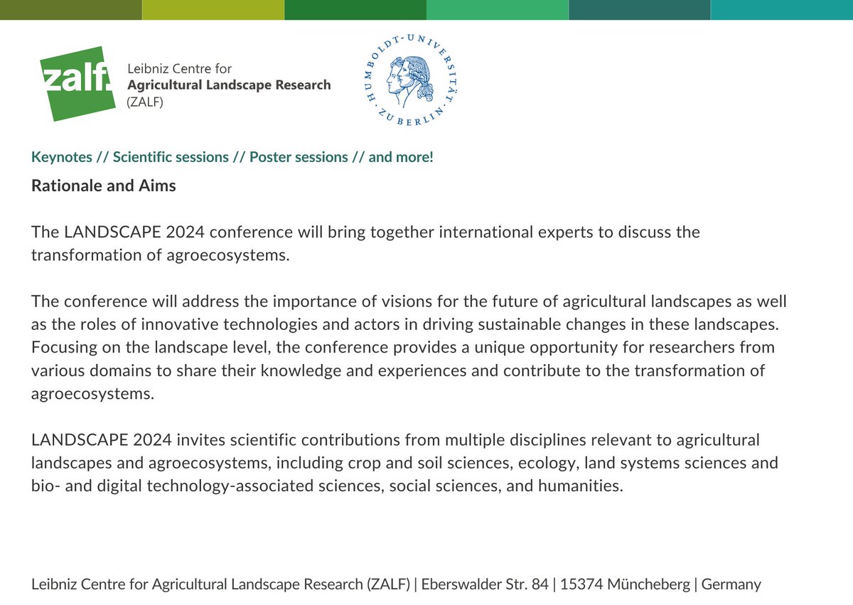 Join #Landscape2024! International scientific #conference on the #transformation of #agriculture and agricultural landscapes. 🦋🌱🚜
Early-bird tickets are available until 16 June! 🐦 
➡️landscape2024.org