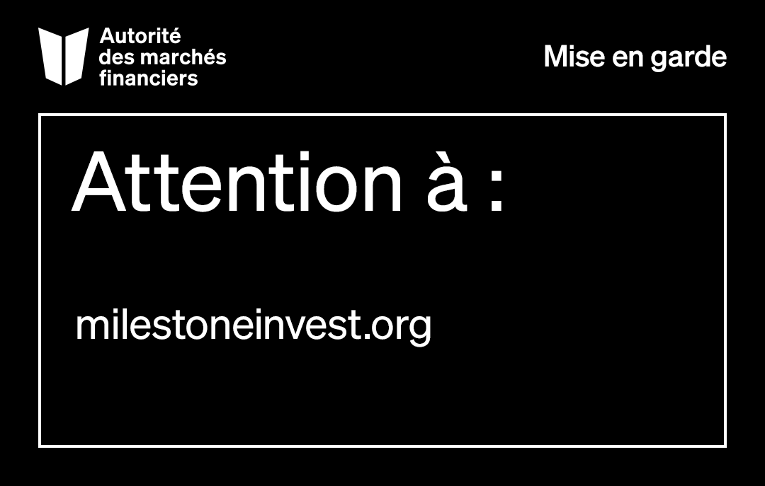Milestoneinvestment n'est pas inscrite auprès de l’#AMF et n'est pas autorisée à solliciter les investisseurs québécois.
ow.ly/Q5f450S2cNM

#FOREX | Plateforme à haut risque | #crypto