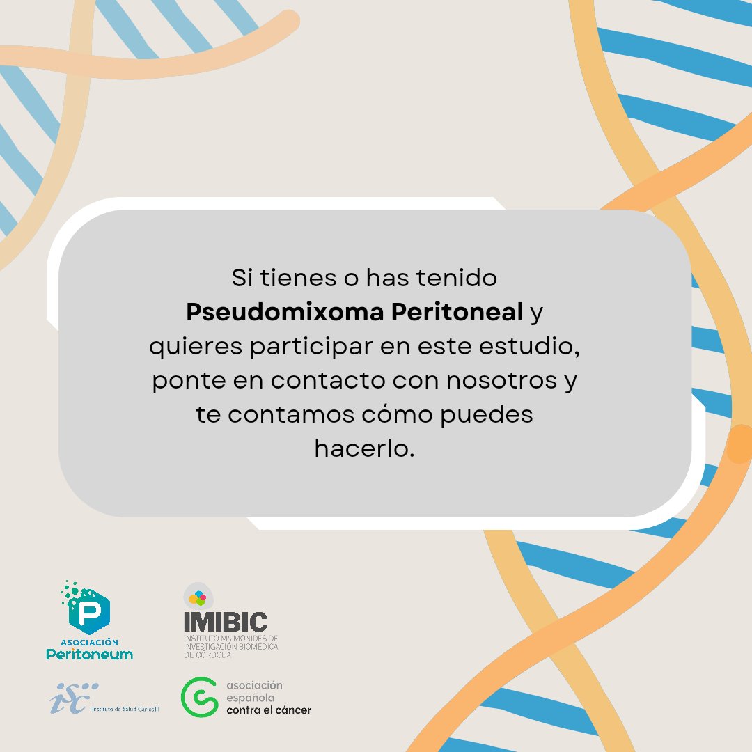 Asociación Peritoneum (@aperitoneum) on Twitter photo El grupo de investigación de #pseudomixomaperitoneal de <a href="/HUReinaSofia/">Hospital Universitario Reina Sofía</a> y el <a href="/IMIBIC/">IMIBIC</a> están trabajando en encontrar marcadores tumorales específicos para detectar de una forma no invasiva como una muestra de sangre, la presencia de enfermedad y su posible reaparición tras cirugía. El grupo de investigación de #pseudomixomaperitoneal de <a href="/HUReinaSofia/">Hospital Universitario Reina Sofía</a> y el <a href="/IMIBIC/">IMIBIC</a> están trabajando en encontrar marcadores tumorales específicos para detectar de una forma no invasiva como una muestra de sangre, la presencia de enfermedad y su posible reaparición tras cirugía.