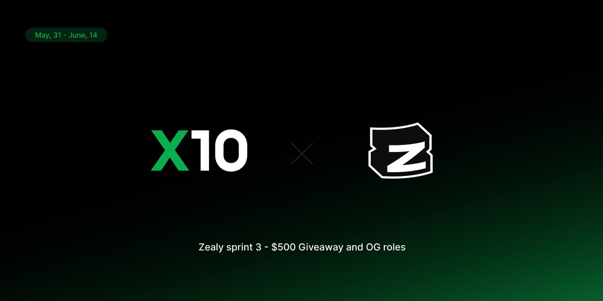 extendedapp's tweet image. X10 Zealy Sprint 3 is now LIVE! 🚀

Get started: zealy.io/cw/x10/questbo…

There&apos;s a 500 #USDC prize pool this time, with prizes awarded to places 1-27. Additionally, you have the chance to earn an #OG role.

🗓️ Sprint Duration: May 31 - June 14. 

For more details, join us on…