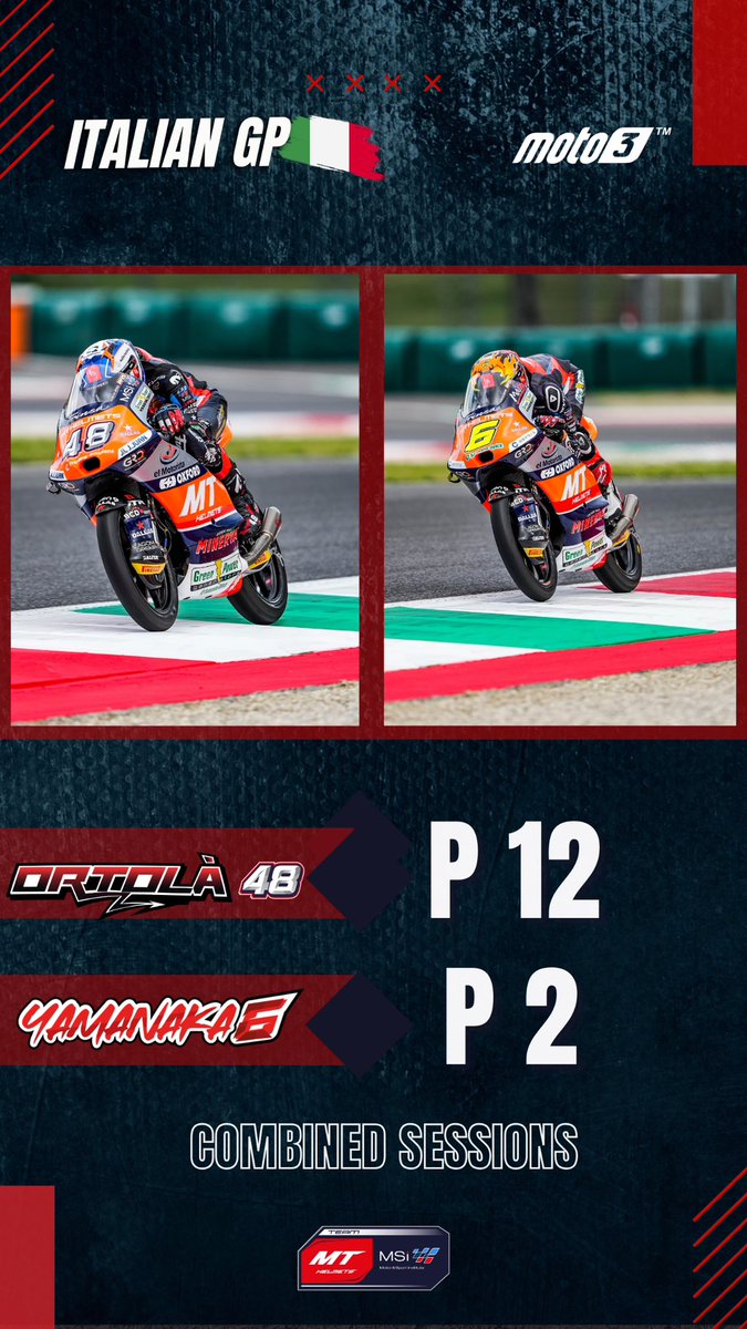 Primer día en Moto3 finalizado el el trazado de Mugello!!Tanto Ryu como Iván estarían dentro de la Q2?💪🏼🇮🇹💨