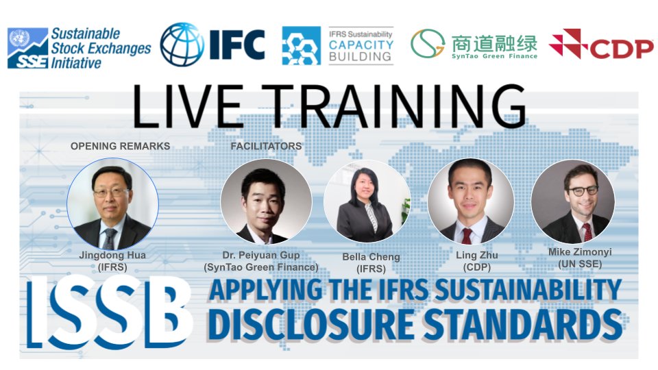 🖥️ The UN SSE worked with SynTao Green Finance, @CDP  and @IFRSFoundation to provide #training on the #ISSB Standards for listed companies and market participants in #Mandarin!

👉 check out upcoming workshops: lnkd.in/efUT3AJD

#sustainablefinance #climatedisclosure