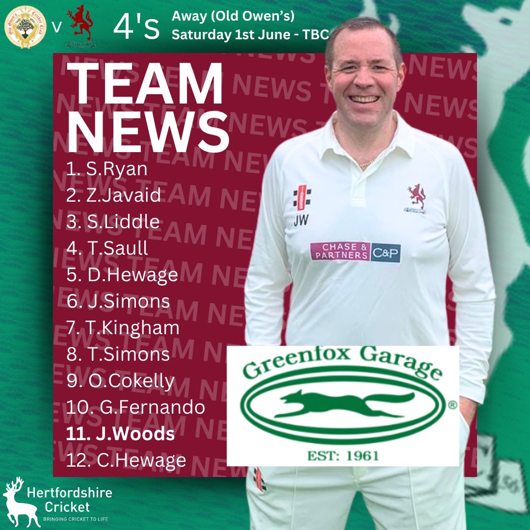 Enfieldcc1856's tweet photo. πTEAM NEWS π
Our teams this weekend are sponsored by Greenfox Garage in Enfield. https://t.co/eBZInAQPuT
#EnfieldCC https://t.co/bBOmnW1Vsv