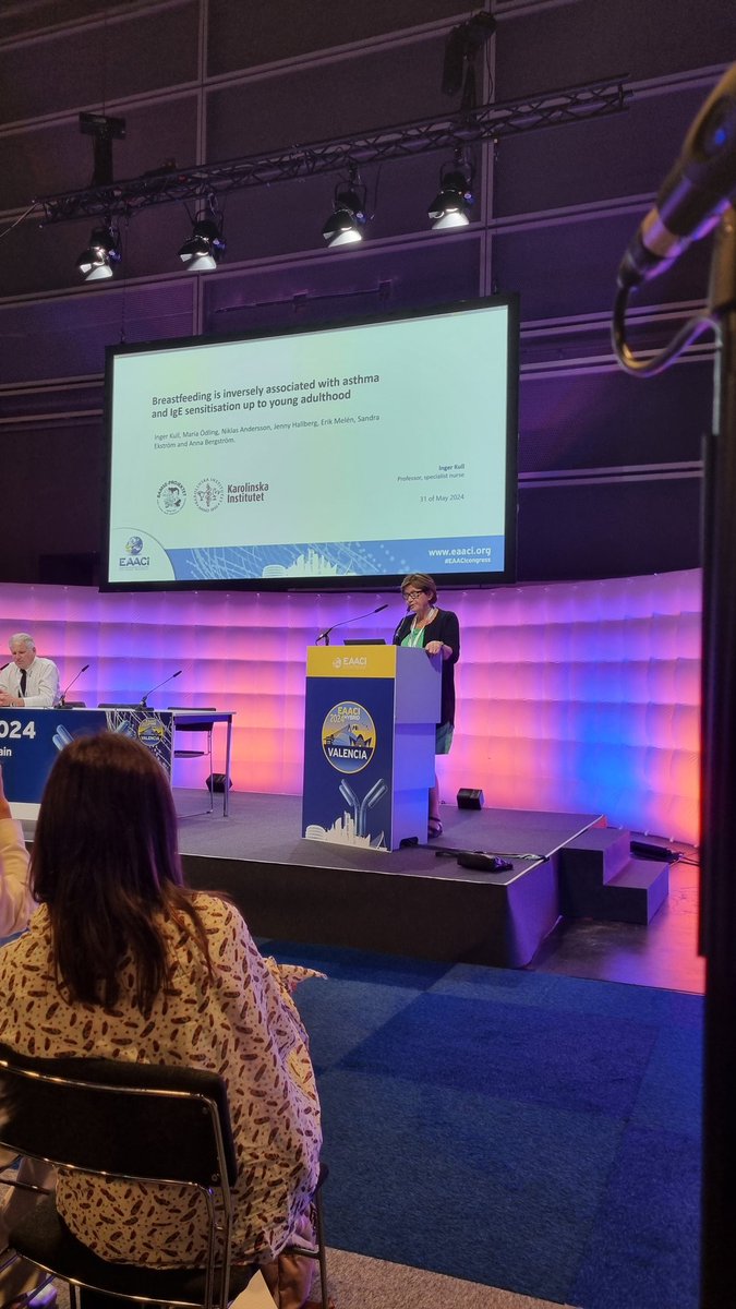 Inger Kull presents the Bamse study, the association between breastfeeding asthma and allergy. @AochAF ##eaaci2024