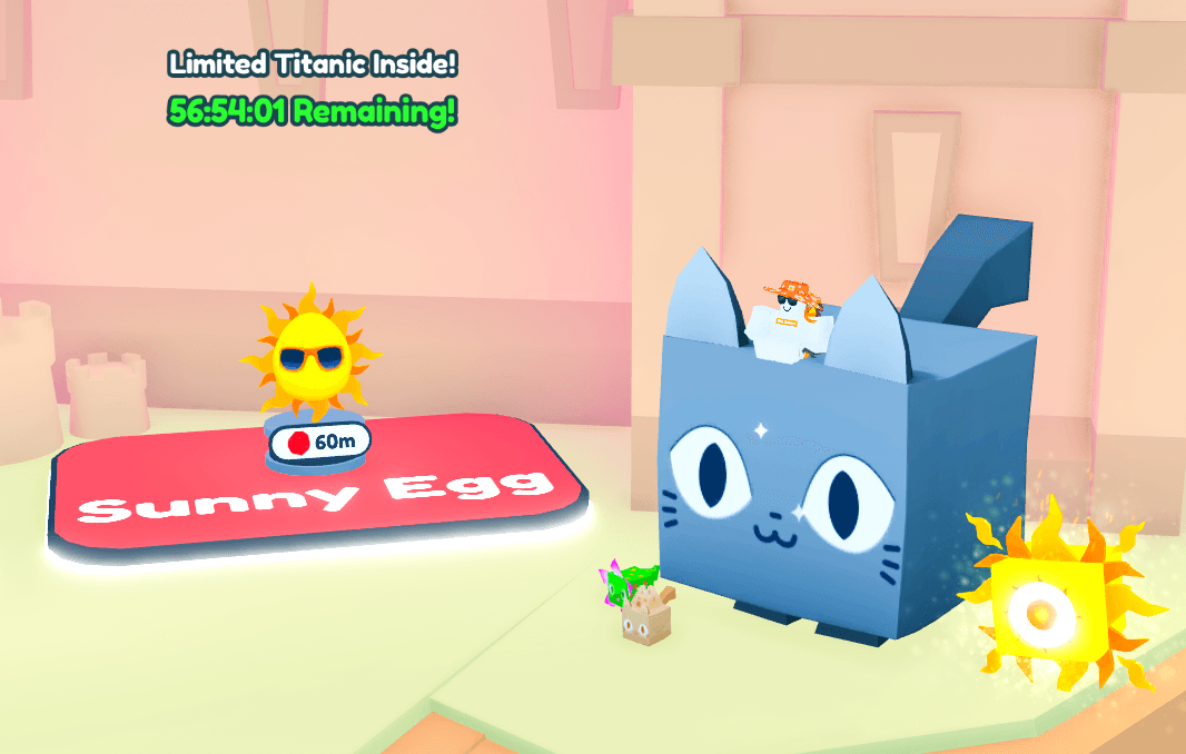PetSimNews3's tweet photo. A year ago today the TITANIC TIME! (Also known as summer part 3) update was released for Pet Simulator X. It brought the f2p titanic cat, the huge sun angelus and arcade pets. It also added the season 2 merch pets for the upcoming merch drops! Did you like this update? https://t.co/zAH0DSjPaM