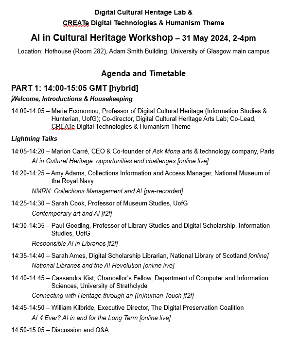 Maria Economou (@mariaecogl) on Twitter photo Great lineup of speakers: <a href="/Ma_rionC/">Marion Carré</a>-<a href="/AskMonaParis/">Ask Mona</a> <a href="/ahurst246/">Amy Adams</a>-<a href="/NatMuseumRN/">The National Museum of the Royal Navy</a> <a href="/semames1/">Sarah Ames</a>-<a href="/natlibscot/">National Library of Scotland</a> <a href="/kist_c/">Cassy Kist</a>-<a href="/UniStrathclyde/">University of Strathclyde</a> <a href="/WilliamKilbride/">William Kilbride</a>-<a href="/dpc_chat/">DPC Chatter</a> & our <a href="/UofGInfoStudies/">UofG Information Studies</a> @pmgooding <a href="/sarahecook/">Sarah Cook</a> #AIinCH Great lineup of speakers: <a href="/Ma_rionC/">Marion Carré</a>-<a href="/AskMonaParis/">Ask Mona</a> <a href="/ahurst246/">Amy Adams</a>-<a href="/NatMuseumRN/">The National Museum of the Royal Navy</a> <a href="/semames1/">Sarah Ames</a>-<a href="/natlibscot/">National Library of Scotland</a> <a href="/kist_c/">Cassy Kist</a>-<a href="/UniStrathclyde/">University of Strathclyde</a> <a href="/WilliamKilbride/">William Kilbride</a>-<a href="/dpc_chat/">DPC Chatter</a> & our <a href="/UofGInfoStudies/">UofG Information Studies</a> @pmgooding <a href="/sarahecook/">Sarah Cook</a> #AIinCH