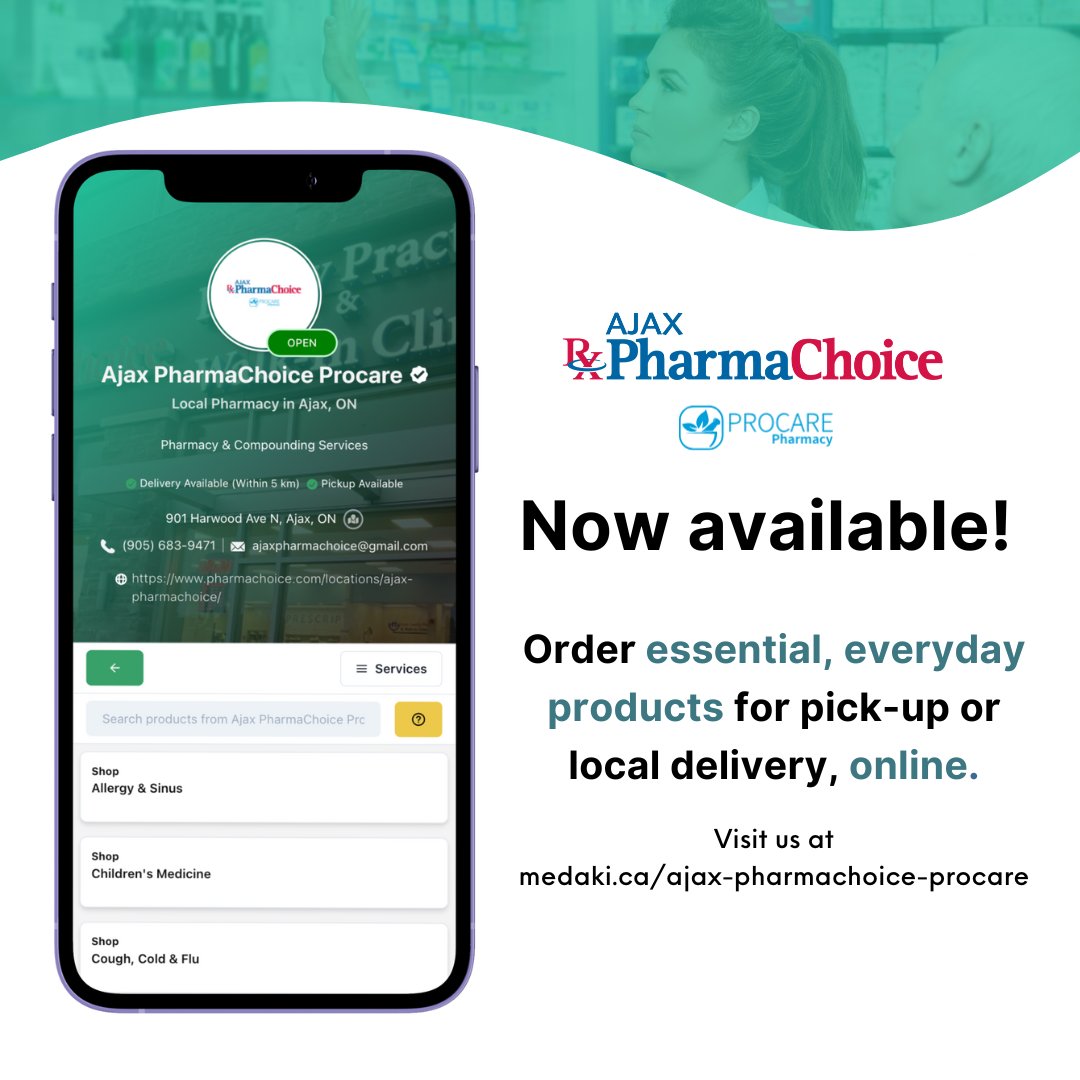 Welcoming on board, Ajax Pharmachoice, from Ajax, Ontario!

Check out their store here: medaki.ca/ajax-pharmacho…

#pharmacy #ecommerce #startup