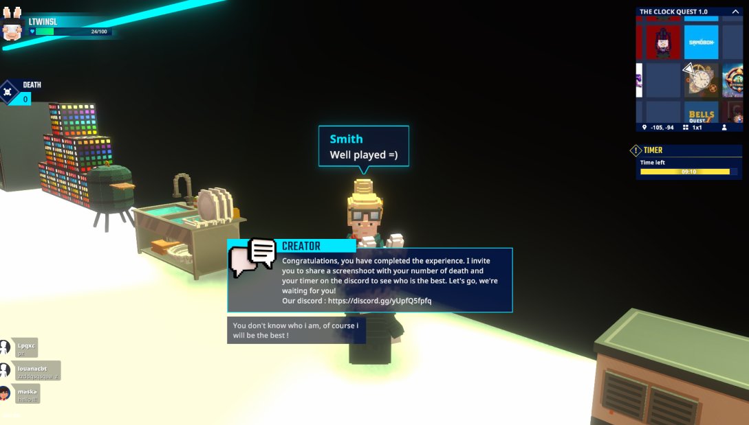Have you finished our game yet ? If you have, don't forget to show us a screenshot of your timer and death counter ! 

That way, we can create a leaderboard to remember all of you who supported our student project. 🙏❤️

link to play : tinyurl.com/yvnuvmjz

<a href="/csm_sandbox/">Campus3</a>