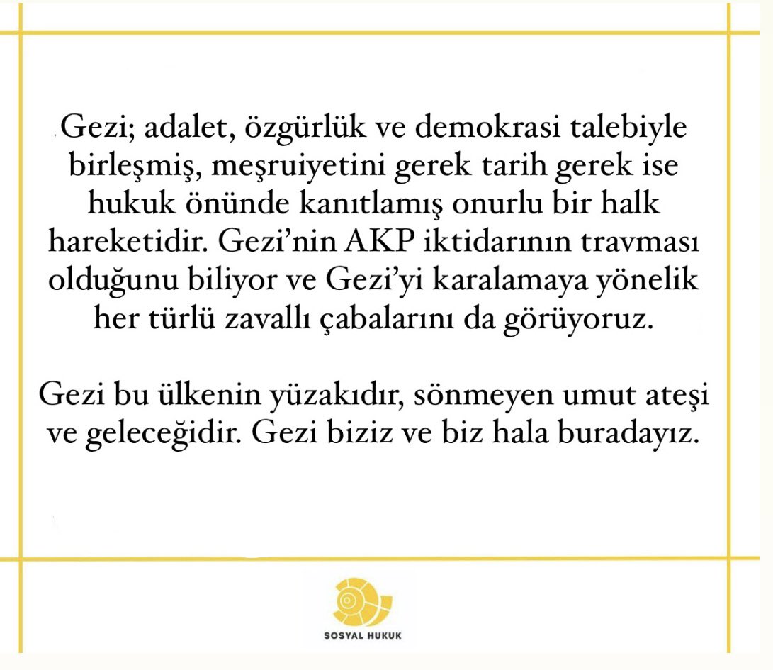 Gezi bu ülkenin yüzakıdır, sönmeyen umut ateşi ve geleceğidir. Gezi biziz ve biz hala buradayız.